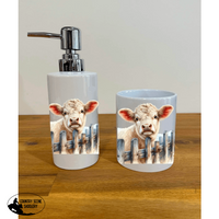 Soap Dispenser & Toothbrush Holder - Cheeky Charolais Bathroom