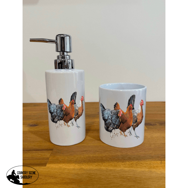 Soap Dispenser & Toothbrush Holder - Chicken Bunch Bathroom