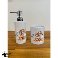 Soap Dispenser & Toothbrush Holder -Dachshund Bathroom