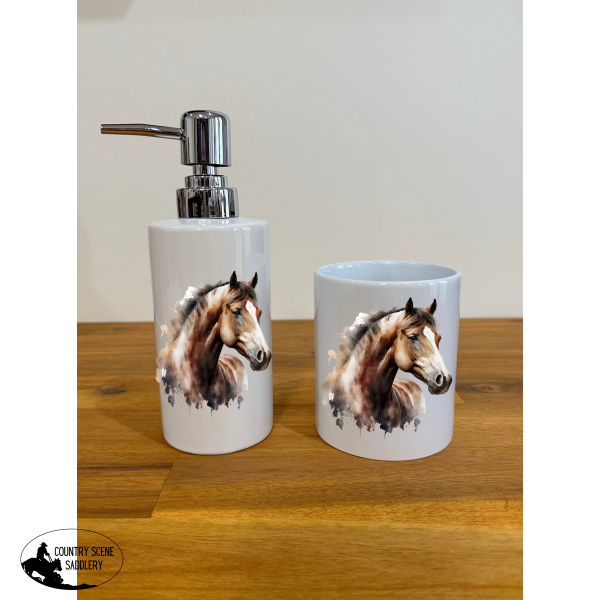 Soap Dispenser & Toothbrush Holder -Horse Bathroom