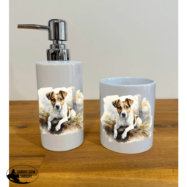 Soap Dispenser & Toothbrush Holder - Jack Russell Bathroom