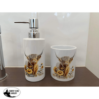 Soap Dispenser & Toothbrush Holder Sunflower Highland Bathroom