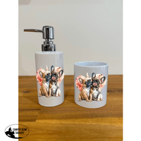 Soap Dispenser & Toothbrush Holder -Watercolour Frenchie Bathroom