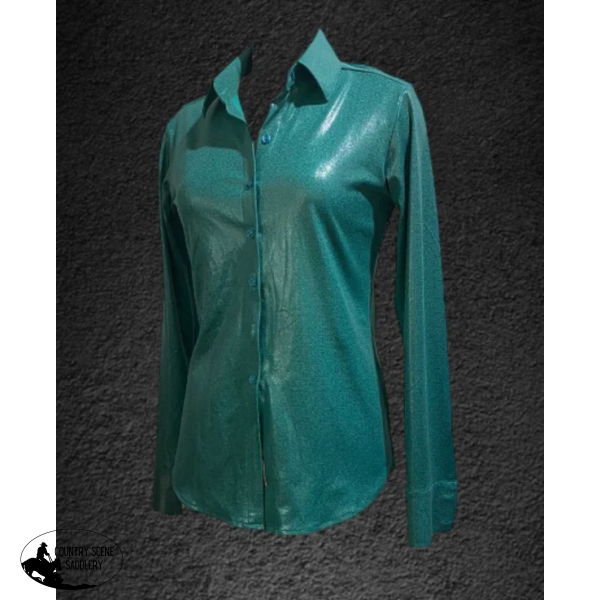 Sparkle Ladies Turquoise Leather Look Western Shirt Western Shirts
