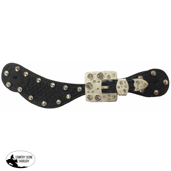 New! Spur Straps Crystal Ice Black Posted.* Filigree / Painted Print