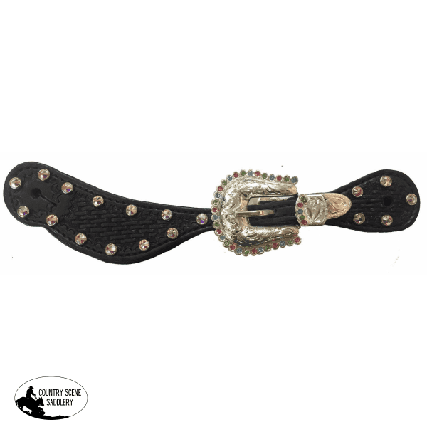 New! Spur Straps Crystal Multi Black Posted.* Filigree / Painted Print
