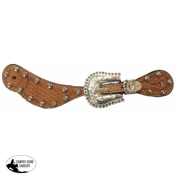 New! Spur Straps Crystal Multi Tan. Posted.* Filigree / Painted Print