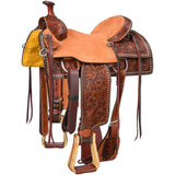 NEW! Classic Two-Tone Western Saddle with White Buckstitch - Country Scene Saddlery and Pet Supplies
