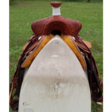 SRS Youth 12" Cowboy/ Cowgirl Saddle- Barbed Wire Border Tooling - Country Scene Saddlery and Pet Supplies