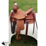 SRS Youth 12" Cowboy/ Cowgirl Saddle- Barbed Wire Border Tooling - Country Scene Saddlery and Pet Supplies