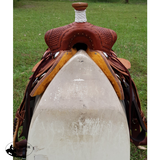 SRS Youth 12" Cowboy/ Cowgirl Saddle- Barbed Wire Border Tooling - Country Scene Saddlery and Pet Supplies