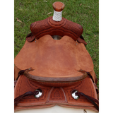 SRS Youth 12" Cowboy/ Cowgirl Saddle- Barbed Wire Border Tooling - Country Scene Saddlery and Pet Supplies