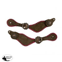 Ss-30 Showman ® Ladies Leather Spur Straps With Pink Buck Stitch Trim. All Tack