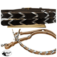 T5020 - Metalic Silver Aust Made Laced Barrel Rein Western Reins