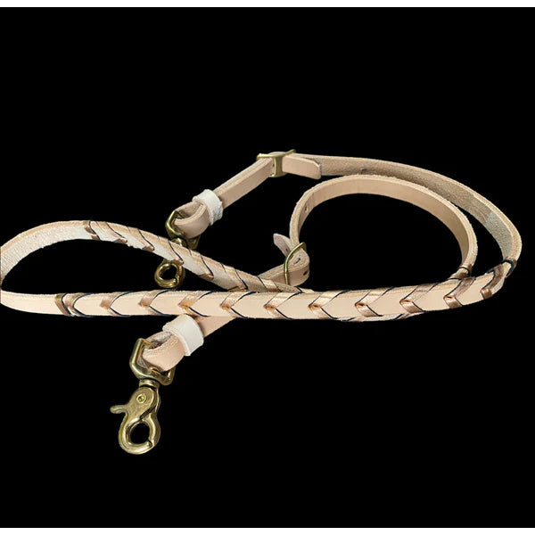 T5020 - Metallic Rose Gold Aust Made Laced Barrel Reins Light Leather Western