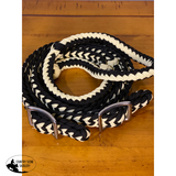 T5300 - Three Colour Braided Barrel Reins with Knots Royal / White - Country Scene Saddlery and Pet Supplies