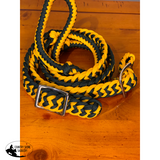 T5300 - Three Colour Braided Barrel Reins with Knots Royal / White - Country Scene Saddlery and Pet Supplies