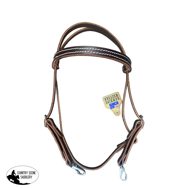 T5340 - Aust Made Brow Band Bridle Quick Change Clip Ends Western Bridles