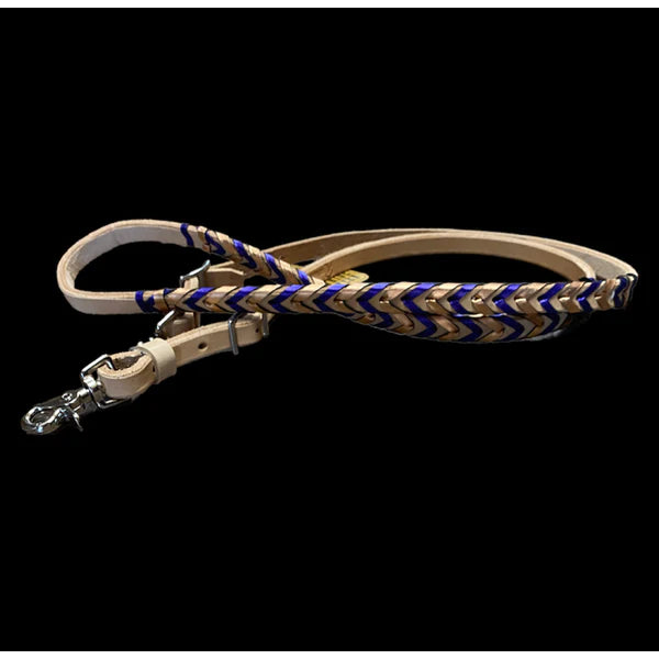 T5499 - Double Laced Metalic Purple & Rose Gold Aust Made Barrel Reins Western