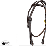 T5507 - Aust Made Fortuity Knot Browband Bridle with White Top Stitching - Country Scene Saddlery and Pet Supplies