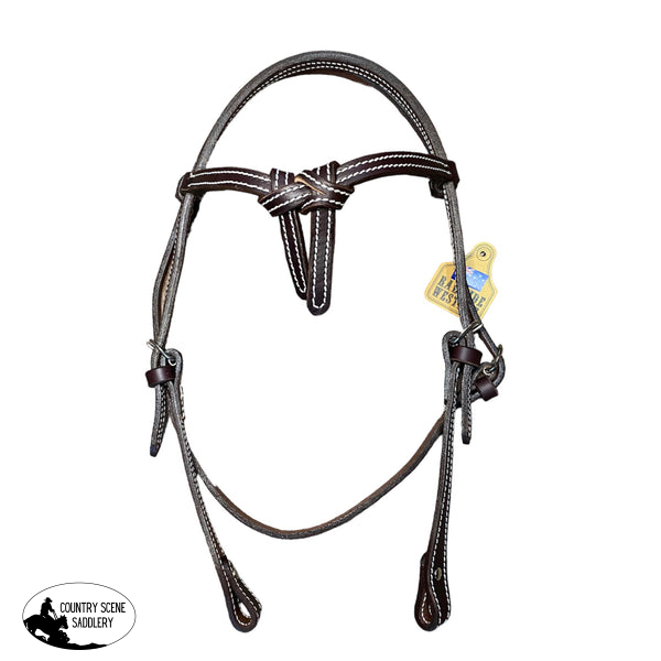 T5507 - Aust Made Fortuity Knot Browband Bridle With White Top Stitching Western Bridles