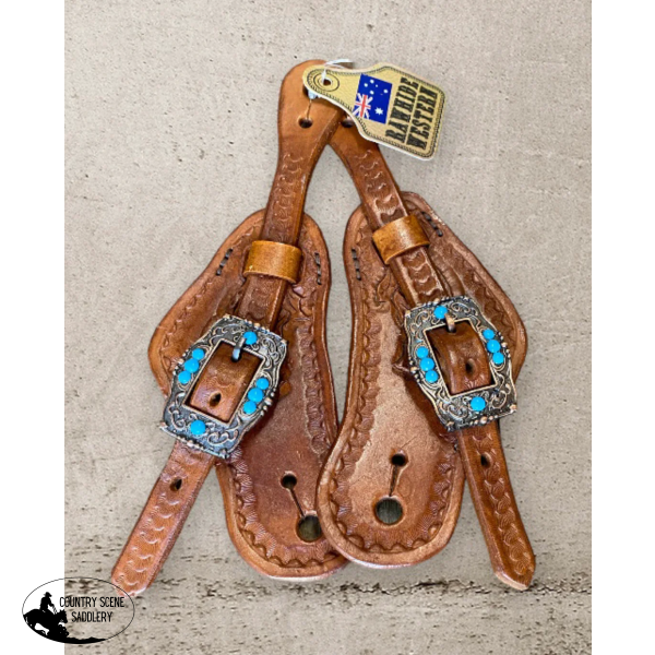 T5535 - Acron Tooled Spur Straps With Antique Buckles Straps