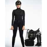 Teen and Ladies Luna Black on Black Horse Riding Tights - Country Scene Saddlery and Pet Supplies