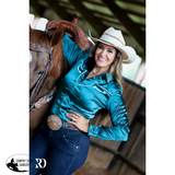 TEJAS TEAL SATIN PERFORMANCE RODEO SHIRT Western Style