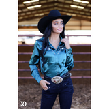 TEJAS TEAL SATIN PERFORMANCE RODEO SHIRT Western Style