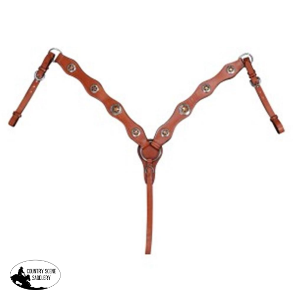 New! Texas-Tack Texas Star Scalloped Breastcollar Tan Posted. Breastplate/breast Collar