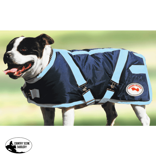 Thermo Master Supreme Dog Coat - Navy/Baby Blue 1200D Nylon Horse Rug Combo (200G Fill)