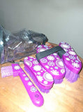 Tough-1 4 Piece Printed Brush Package-Purple Flower - Country Scene Saddlery and Pet Supplies
