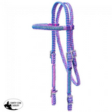 Tough One Braided Cord Bridle With Bling Pink/ Purple/ Turquoise