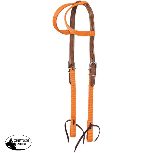 Tough1 Premium Double Ear Hybrid Headstall Orange Western Breastplates