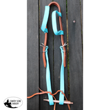 TOUGH1 PREMIUM DOUBLE EAR HYBRID HEADSTALL Turquoise - Western Breastplates