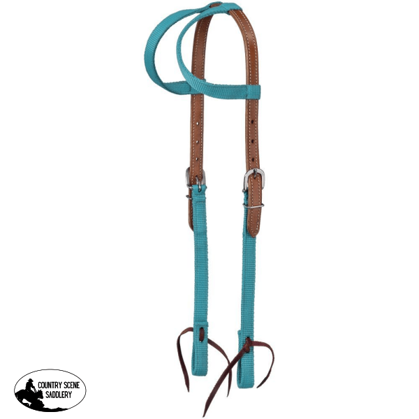 Tough1 Premium Double Ear Hybrid Headstall Turquoise Western Breastplates