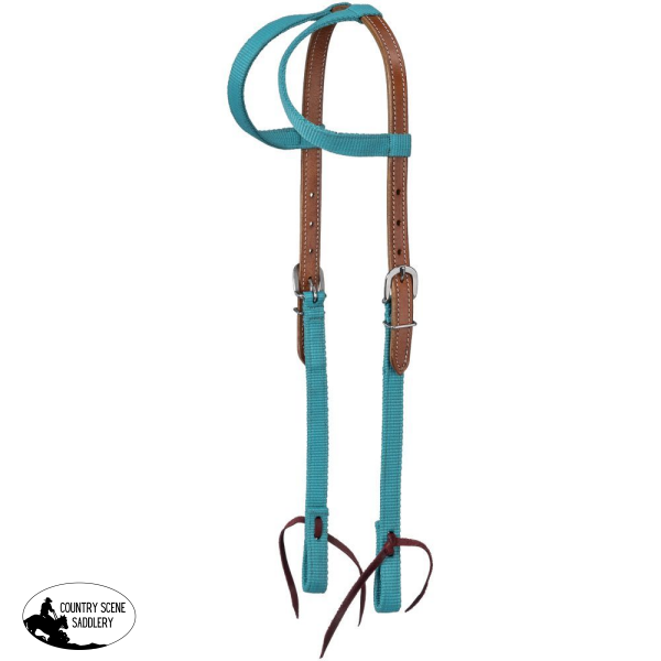 Tough1 Premium Double Ear Hybrid Headstall Turquoise Western Breastplates