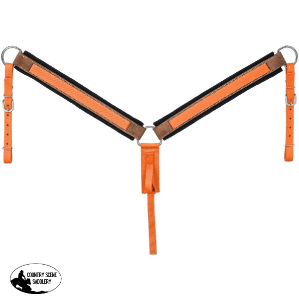 Tough1 Premium Hybrid Breastcollar -Orange Western Breastplates