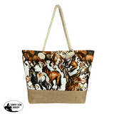 Vintage Gallop Medium Burlap Bottom Weekender Tote Product ID: ABT0024-1 - Country Scene Saddlery and Pet Supplies