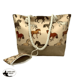 Vintage Gallop Medium Burlap Bottom Weekender Tote Product ID: ABT0024-1 - Country Scene Saddlery and Pet Supplies