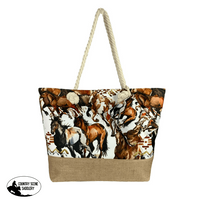 Watercolor Horse Haven Medium Burlap Bottom Weekender Tote Tote Bag