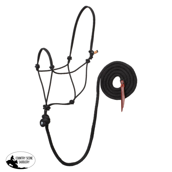 Weaver Ecoluxe Rope Halter And Lead Adjustable Cob To Full Size. / Black Leg Protection