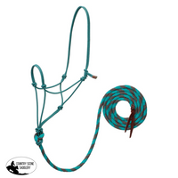 Weaver Ecoluxe Rope Halter And Lead Adjustable Cob To Full Size. / Turquoise/ Grey Leg Protection