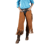 New! Work Chink Suede Chaps, Brown/Tan - Country Scene Saddlery and Pet Supplies