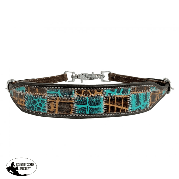 Ws-52 Showman ® Leather Wither Strap With Teal Gator Patchwork Pattern Wither Straps