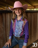 New!*YOUTH* COSMIC CHEETAH MESH SLEEVE PERFORMANCE RODEO SHIRT - Country Scene Saddlery and Pet Supplies