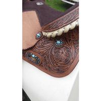New! Double T Barrel Saddle With Silver Laced Tan Rawhide Cantle Posted.*~