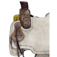 16 Circle S Roper Western Saddle With Barbwire Tooling On Skirt. Saddle