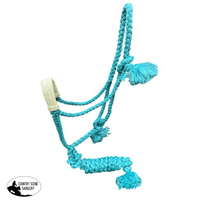 16834 Showman ® Woven Nylon Mule Tape Halter With Rawhide Braided Noseband. Full/Cob / Teal Tack