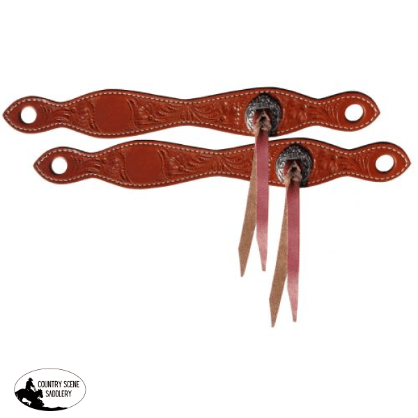 176799 Showman ® Accorn Tooled Leather Slobber Straps Reins